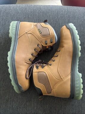 Brahma Tan Work Boots with Green Outsole